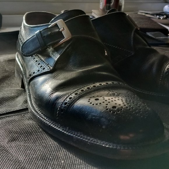 FRATELLI ROSSETTI - Black monk strap oxford shoes - Sz 10D - Picture 2 of 12